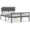 Grey King Size Bed Frame with Headboard | Solid Wood Design