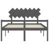 Grey King Size Bed Frame with Headboard | Solid Wood Design