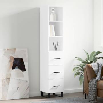 Stylish Highboard White 34.5x34x180 cm | Hipomarket