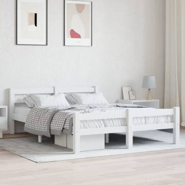 White Solid Pinewood Bed Frame 140x200 cm | HipoMarket