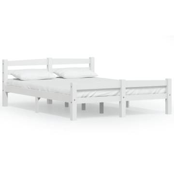 White Solid Pinewood Bed Frame 140x200 cm | HipoMarket