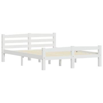 White Solid Pinewood Bed Frame 140x200 cm | HipoMarket