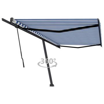 Freestanding Manual Retractable Awning 500x350 cm Blue/White