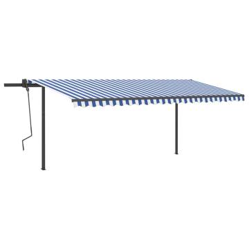 Manual Retractable Awning 5x3.5m - Blue & White | HipoMarket