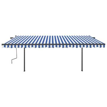 Manual Retractable Awning 5x3.5m - Blue & White | HipoMarket