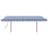 Manual Retractable Awning 5x3.5m - Blue & White | HipoMarket