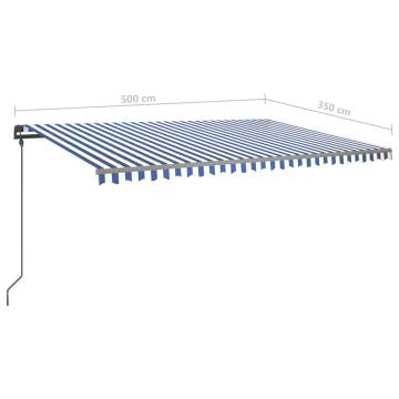 Manual Retractable Awning 5x3.5m - Blue & White | HipoMarket