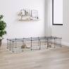 28-Panel Pet Cage with Door - Black Steel 35x35 cm