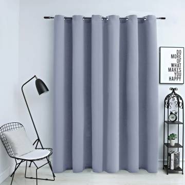 Elegant Grey Blackout Curtain with Metal Rings - 290x245 cm