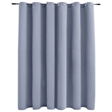 Elegant Grey Blackout Curtain with Metal Rings - 290x245 cm