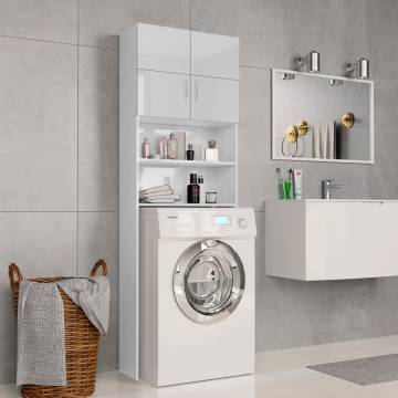 High Gloss White Washing Machine Cabinet | 64x25.5x190 cm