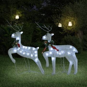 Christmas Reindeers 2 pcs White with 40 LEDs - Festive Decor