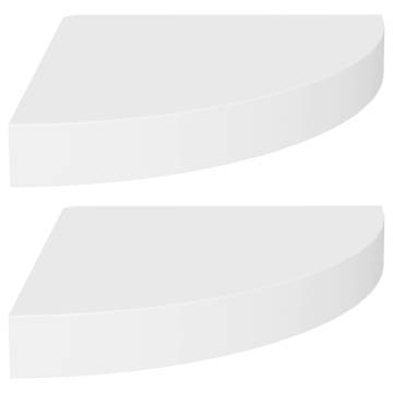 Floating Corner Shelves - Set of 2 White MDF 25x25 cm