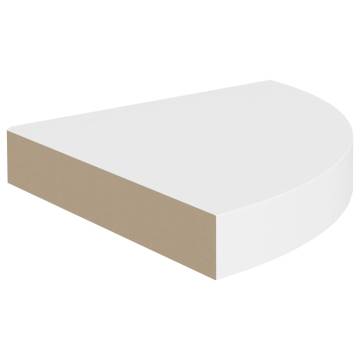 Floating Corner Shelves - Set of 2 White MDF 25x25 cm