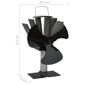 Heat Powered Stove Fan 3 Blades Black | Efficient Heating Solution