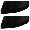 Stylish Floating Corner Shelves - High Gloss Black - 2 pcs