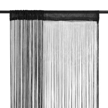 Black String Curtains 2 pcs | 140x250 cm | Hipomarket UK