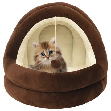 Luxury Brown & Cream Cat Bed 40x40x35 cm | HipoMarket UK