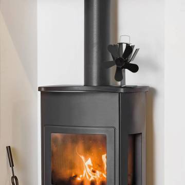 Heat Powered Stove Fan - 5 Blades Black | HipoMarket UK