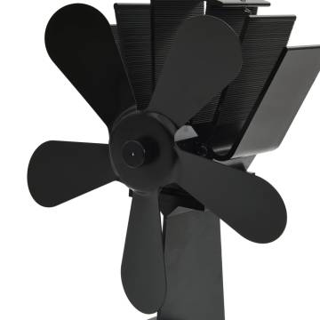 Heat Powered Stove Fan - 5 Blades Black | HipoMarket UK