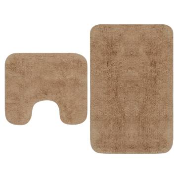 Luxury Beige Bathroom Mat Set - 2 Pieces Fabric | HipoMarket