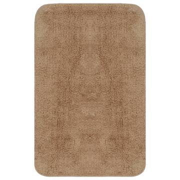 Luxury Beige Bathroom Mat Set - 2 Pieces Fabric | HipoMarket