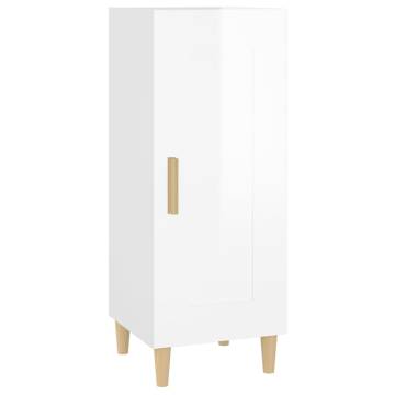 Stylish High Gloss White Sideboard - 34.5x34x90 cm