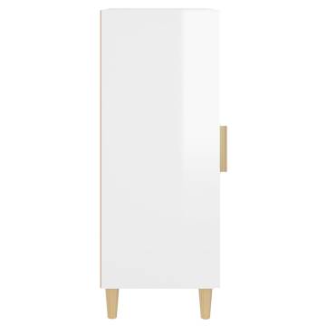 Stylish High Gloss White Sideboard - 34.5x34x90 cm