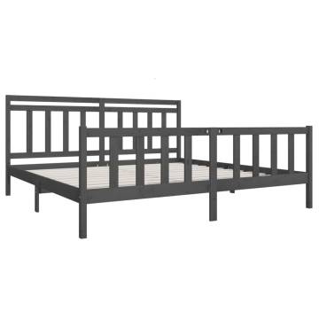 Grey Solid Wood Bed Frame 200x200 cm | Timeless Design