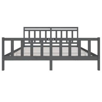 Grey Solid Wood Bed Frame 200x200 cm | Timeless Design