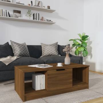 Elegant Brown Oak Coffee Table - 102x50x36 cm | Hipo Market