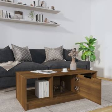 Elegant Brown Oak Coffee Table - 102x50x36 cm | Hipo Market