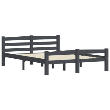 Dark Grey Solid Pinewood Bed Frame 140x200 cm | Hipomarket UK