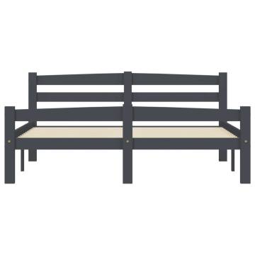 Dark Grey Solid Pinewood Bed Frame 140x200 cm | Hipomarket UK