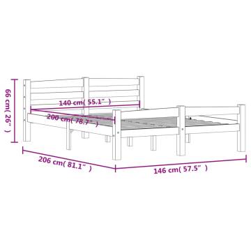 Dark Grey Solid Pinewood Bed Frame 140x200 cm | Hipomarket UK