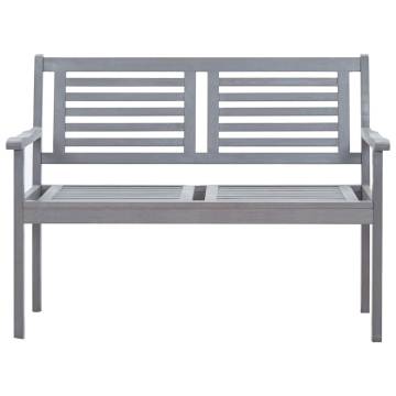 Buy 2-Seater Garden Bench - Grey Solid Eucalyptus Wood