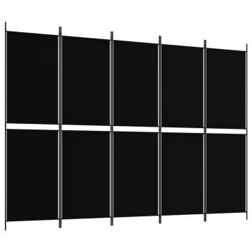 5-Panel Black Room Divider - Stylish & Versatile Privacy Screen