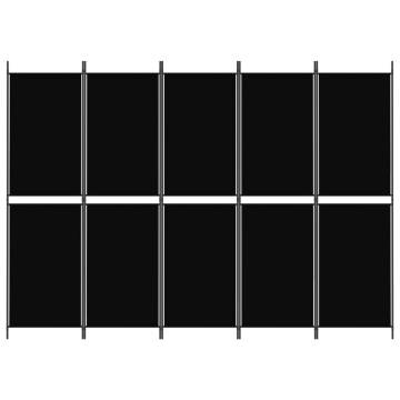 5-Panel Black Room Divider - Stylish & Versatile Privacy Screen