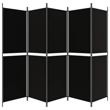 5-Panel Black Room Divider - Stylish & Versatile Privacy Screen