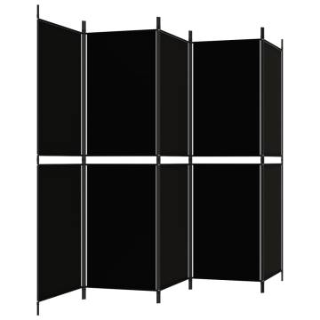 5-Panel Black Room Divider - Stylish & Versatile Privacy Screen