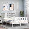 Bed Frame with Headboard White 160x200 cm Solid Wood Colour white Size 160 x 200 cm 