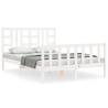 White Bed Frame with Headboard 160x200 cm - Solid Wood