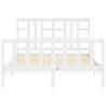 White Bed Frame with Headboard 160x200 cm - Solid Wood