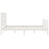 White Bed Frame with Headboard 160x200 cm - Solid Wood