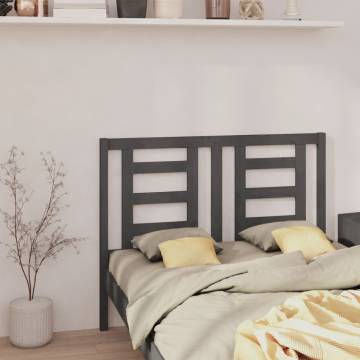 Stylish Grey Wooden Bed Headboard - Solid Pine, 141x4x100 cm