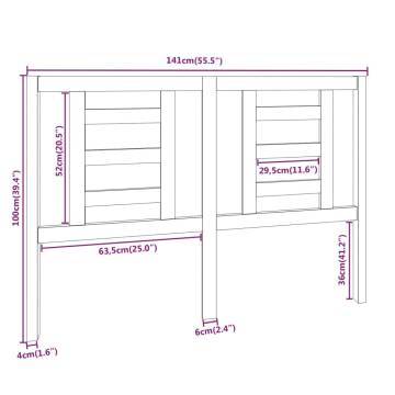 Stylish Grey Wooden Bed Headboard - Solid Pine, 141x4x100 cm