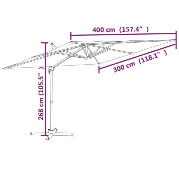 Cantilever Umbrella with Aluminium Pole - Bordeaux Red 400x300 cm