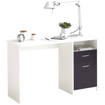 FMD Desk with Drawer - Modern White & Black Office Desk