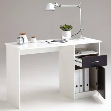 FMD Desk with Drawer - Modern White & Black Office Desk