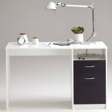 FMD Desk with Drawer - Modern White & Black Office Desk